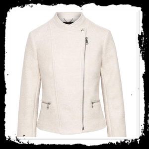 Banana Republic White Boucle Moto Coat